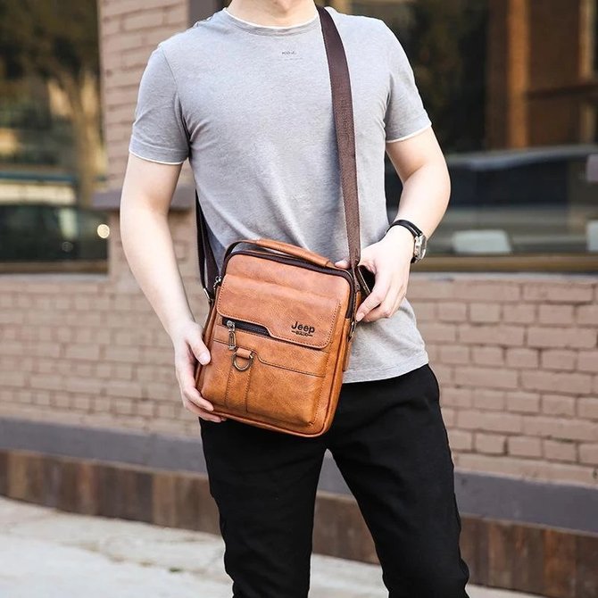 Men's Leather Business Messenger Bag noracora