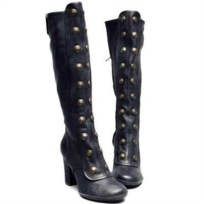 Women Vintage Double-Breasted Mid-Calf Boots | Shoes | Beta1.noracora ...
