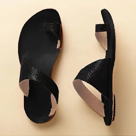 Daily Leather Flat Heel Summer Slippers | noracora