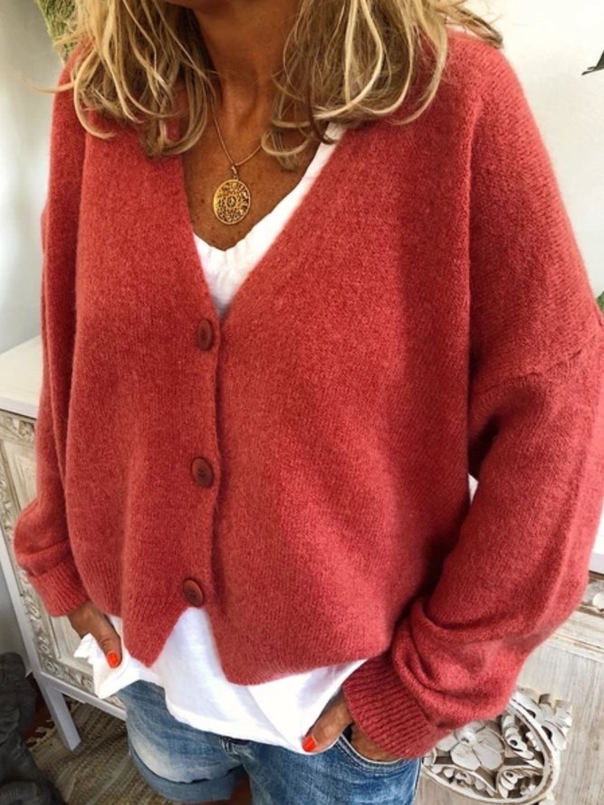 Jacket Women Casual Tops Long Sleeve Cotton-Blend Sweater Cardigan