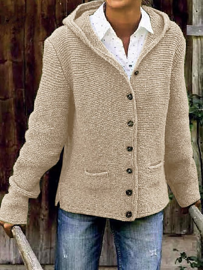Women Hooded Knitted Cardigan Sweater Sweater coat