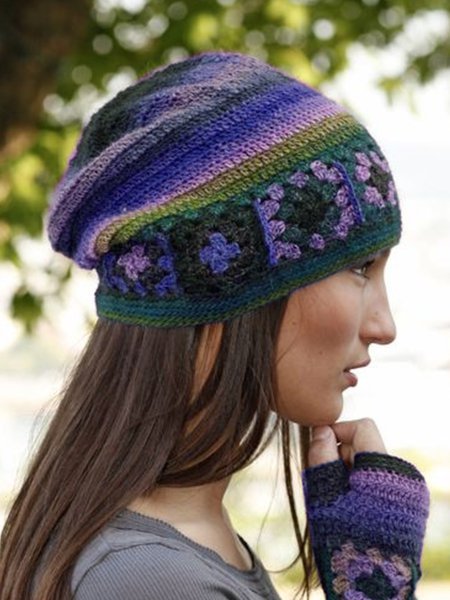 Women Color-Block Casual Knitted Hat