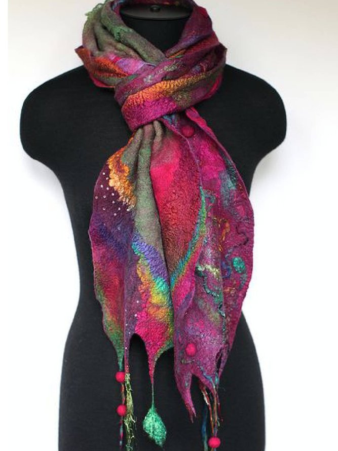 Purple Vintage CottonBlend Scarves & Shawls noracora