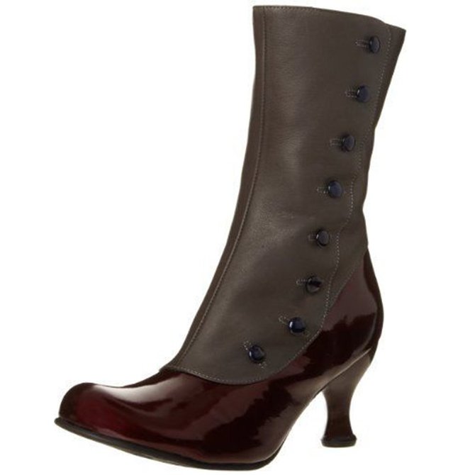 Women's Vintage Leather Platform High Heels Punk Boots | noracora