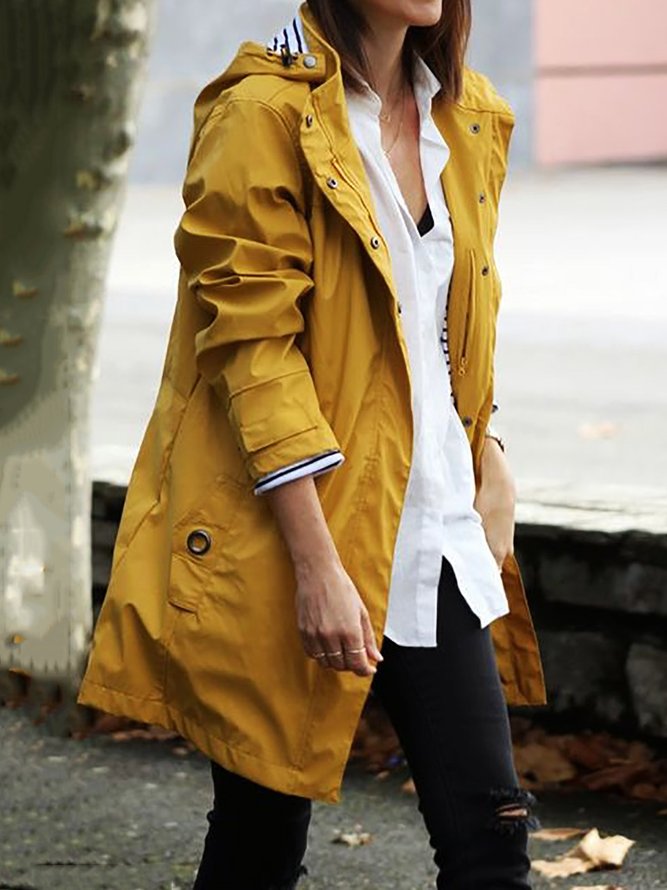 Waterproof Hooded Jacket Long Trendcoat Raincoat Trench coat | noracora