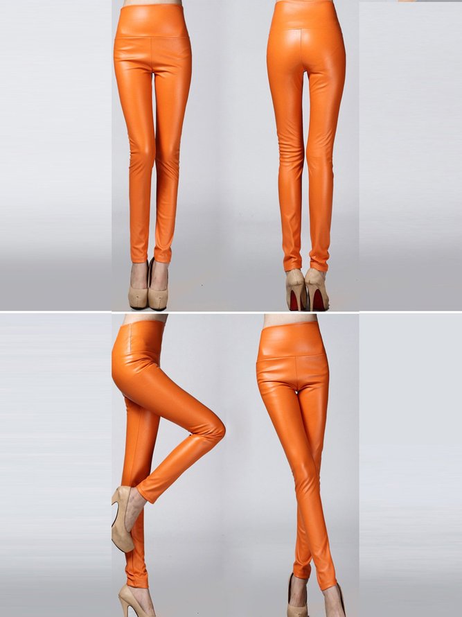color elastic pu thick leggings leather Leggings