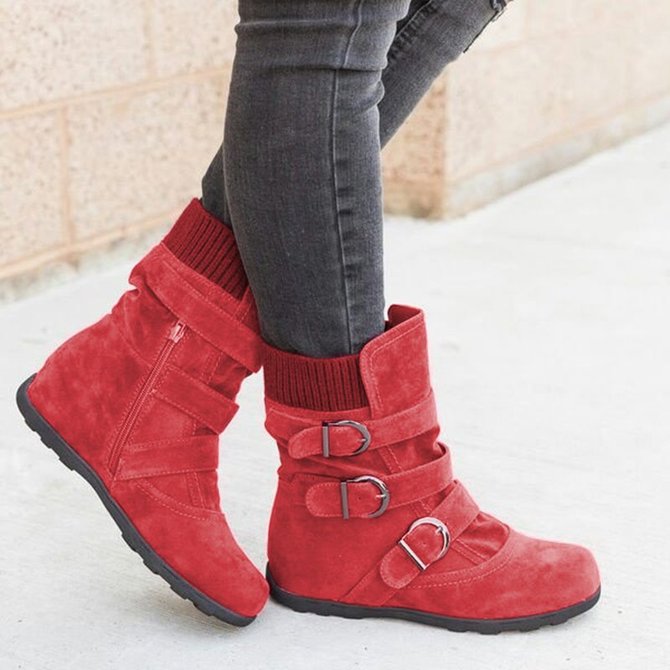 low calf buckle boots