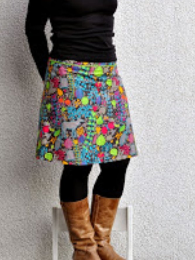Multicolor Vintage Floral-Print Skirt