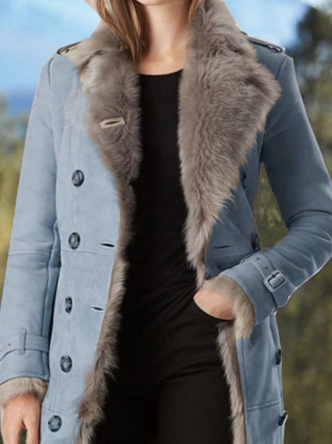 Long Sleeve Shawl Collar Wool Blend Outdoor Jacket
