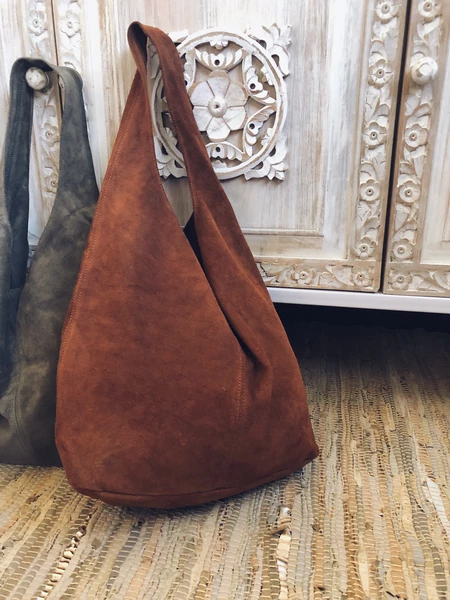 Brown Vintage Suede Solid Women's Bags | noracora