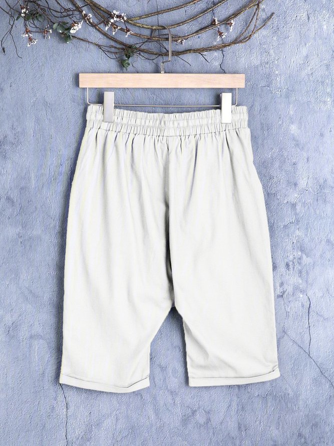 Casual Plus Size Cotton Shift Linen & Cotton Bottoms Clothing