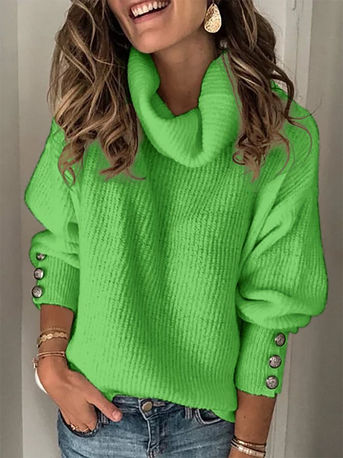 Casual Cotton-Blend Vintage Turtleneck Long Sleeve Sweater