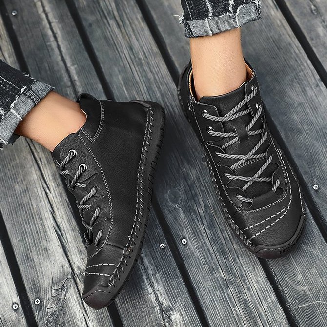 menico men hand stitching vintage microfiber leather lace up comfy soft ankle boots