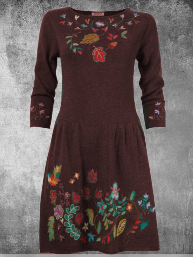 Cotton Long Sleeve Knitting Dress