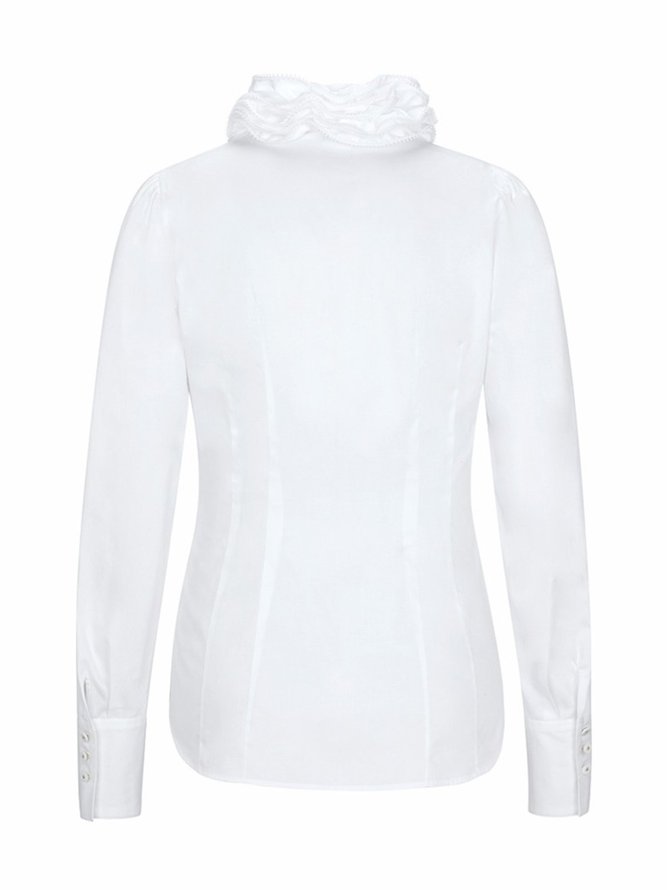v neck long sleeve white