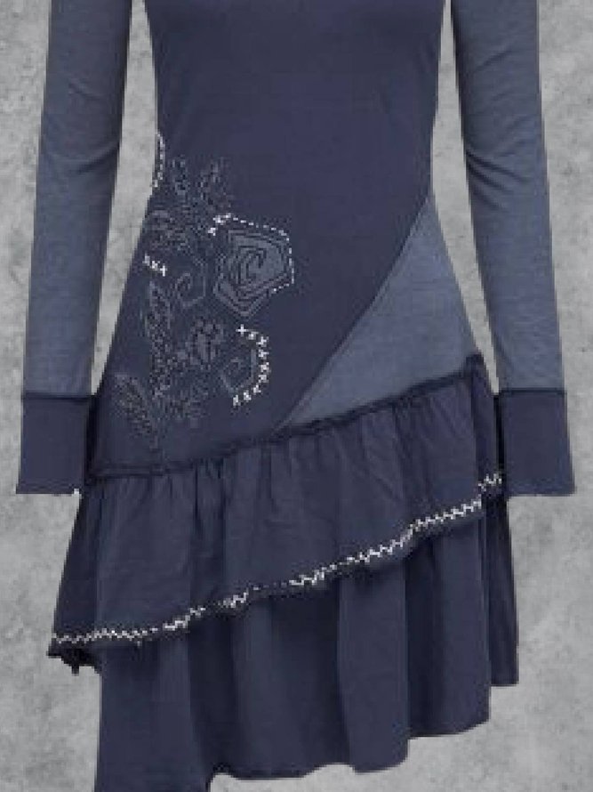 Round Neck Casual Cotton-Blend Knitting Dress