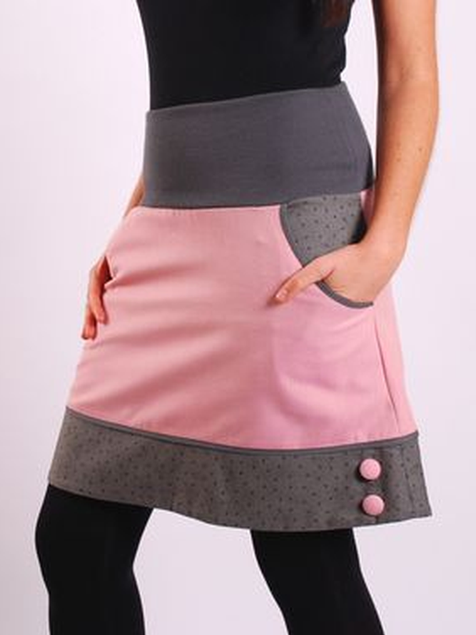 Cotton-blend Casual Skirt