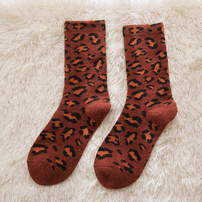 Leopard Print Socks - One Size | noracora