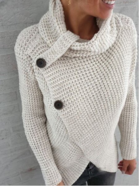 Shift Solid Casual Knitted Sweater