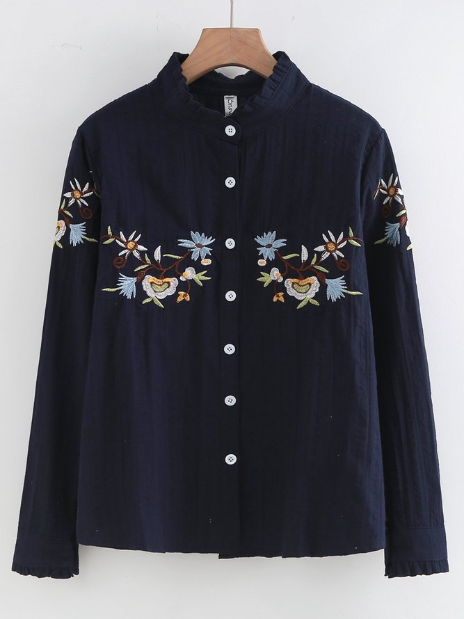 Embroidered Cotton Shirts & Tops noracora