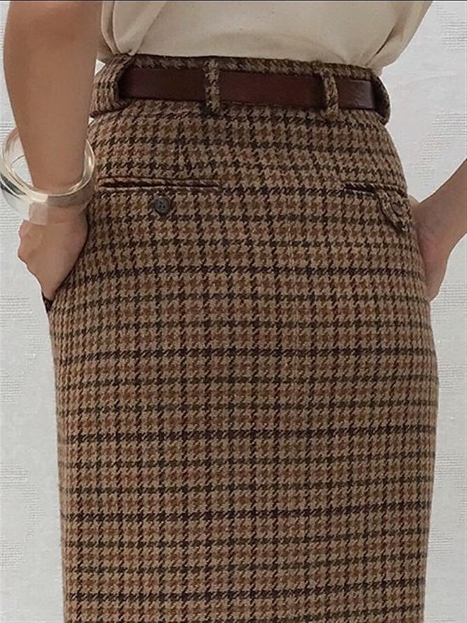 Casual Basic Daily Vintage British Half Long Skirt