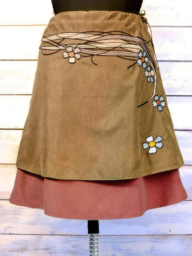 Plain Loosen Cotton Blends Skirt