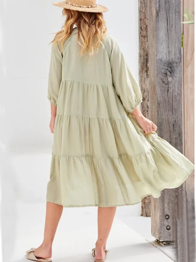 Plus Size Casual Cotton-Blend Dresses | noracora