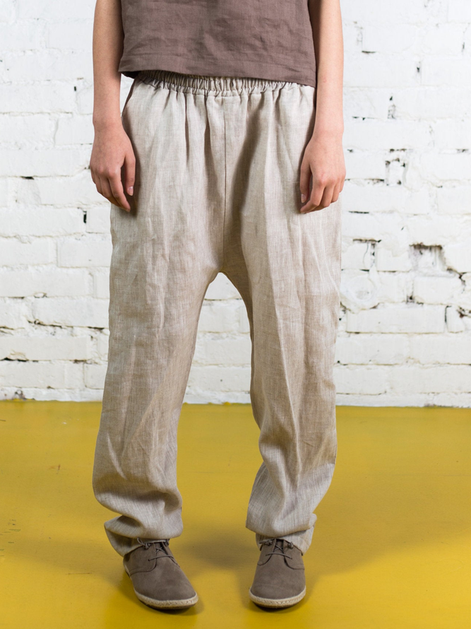 Solid Cotton-Blend Casual Pants | noracora
