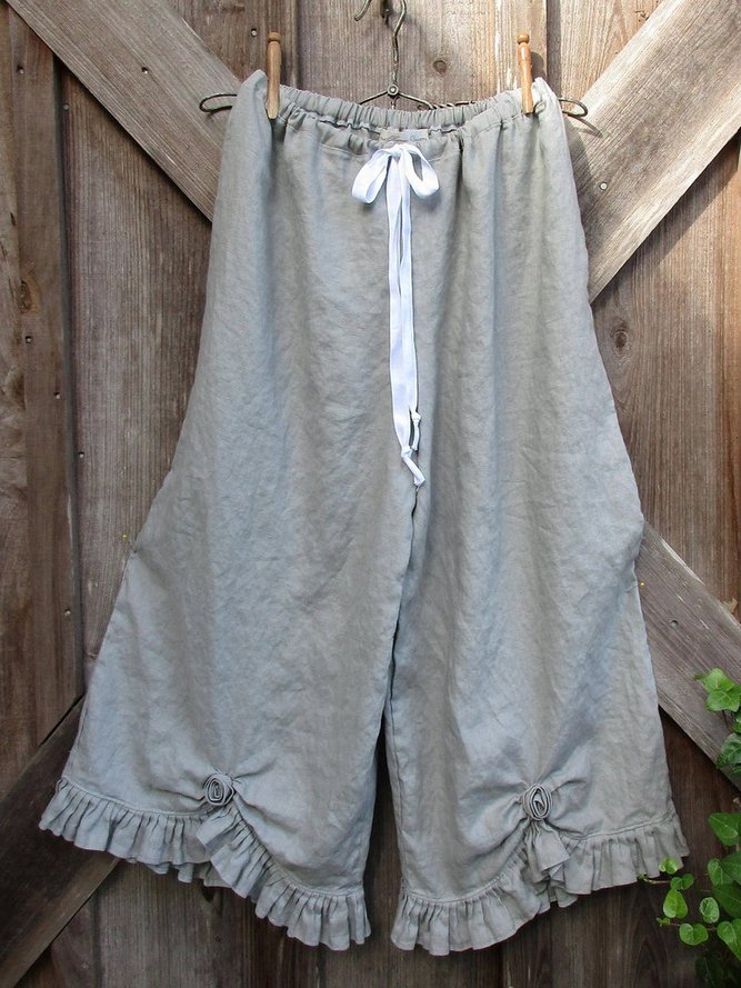 Gray Vintage Cotton Shift Pants | noracora