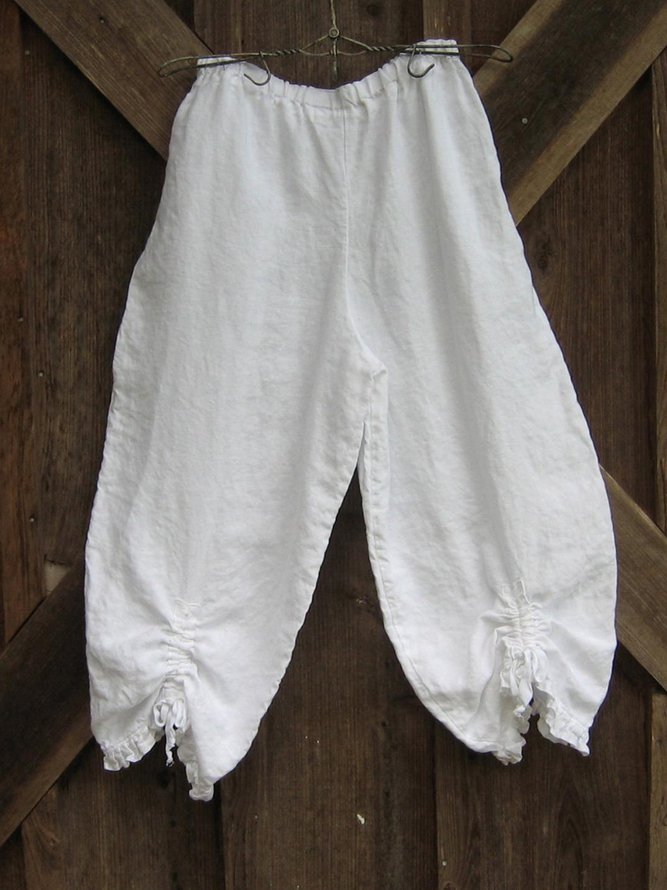White Cotton Casual Cocoon Pants | noracora