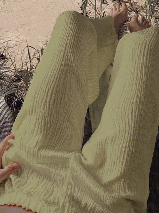 Woman Cotton blend Casual Plus Size Solid Pants