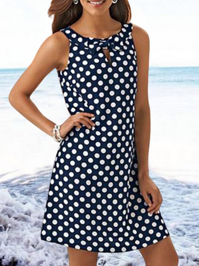 Plus Size Polka Dots Vintage Casual Weaving Dress
