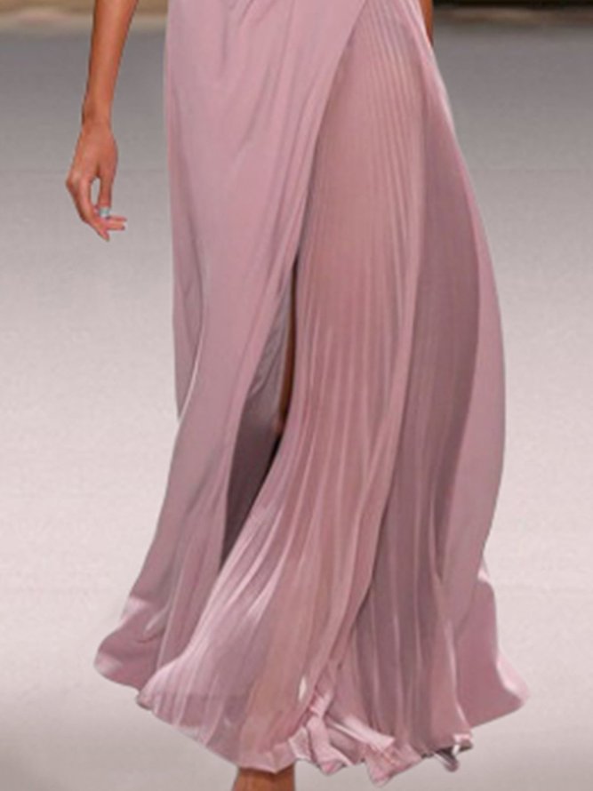 Vintage Sleeveless Plain Plus Size Casual Weaving Dress