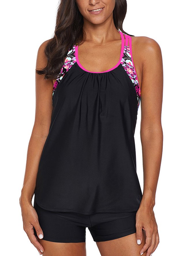 Solid Sleeveless Casual Swimsuit Top | noracora