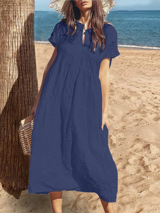 Plus Size Casual Short Sleeve Solid Maxi Dresses | Causal Dresses ...