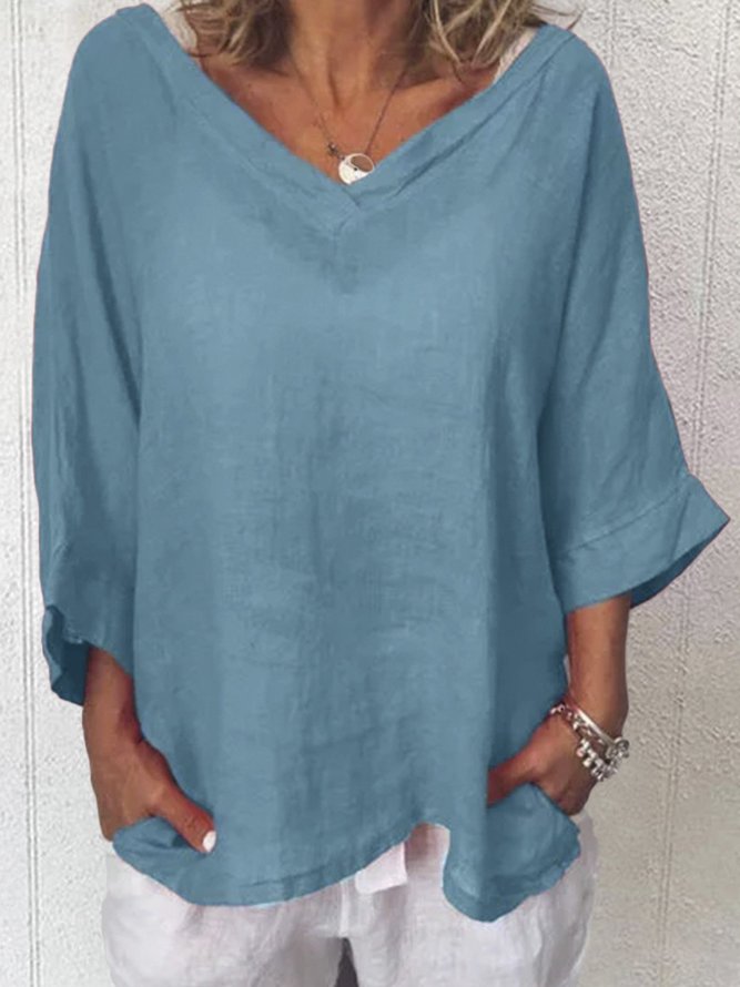 Women Thin Summer Linen Plus Size Casual Long Sleeve Solid Shirts