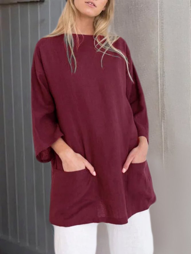 Long Sleeve Pockets Casual Shirts & Tops noracora