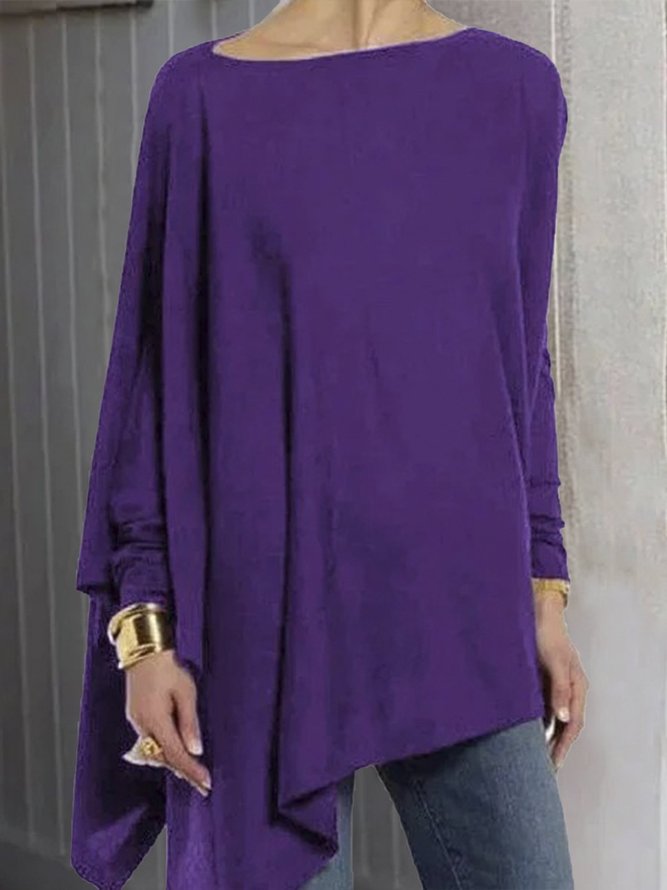 Women Vintage Round Neck Long Sleeve Cotton-Blend T-shirt