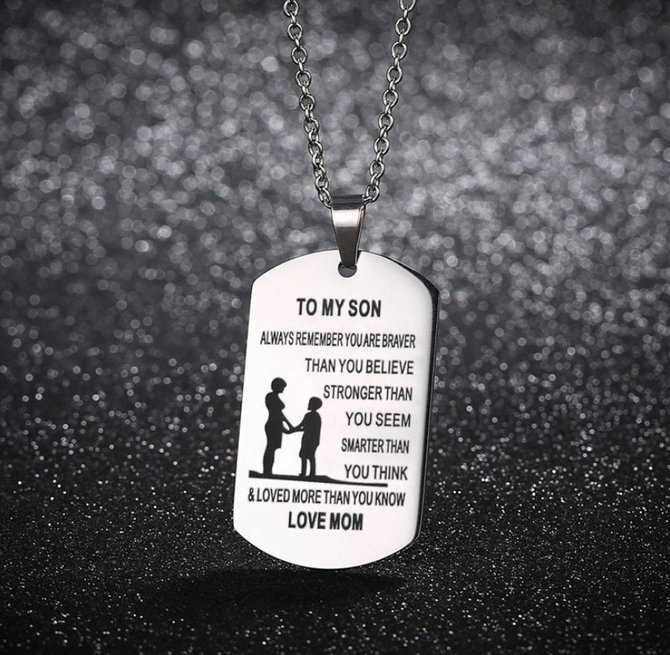 From Mom to Son Stainless Steel Dog Tag Necklace noracora