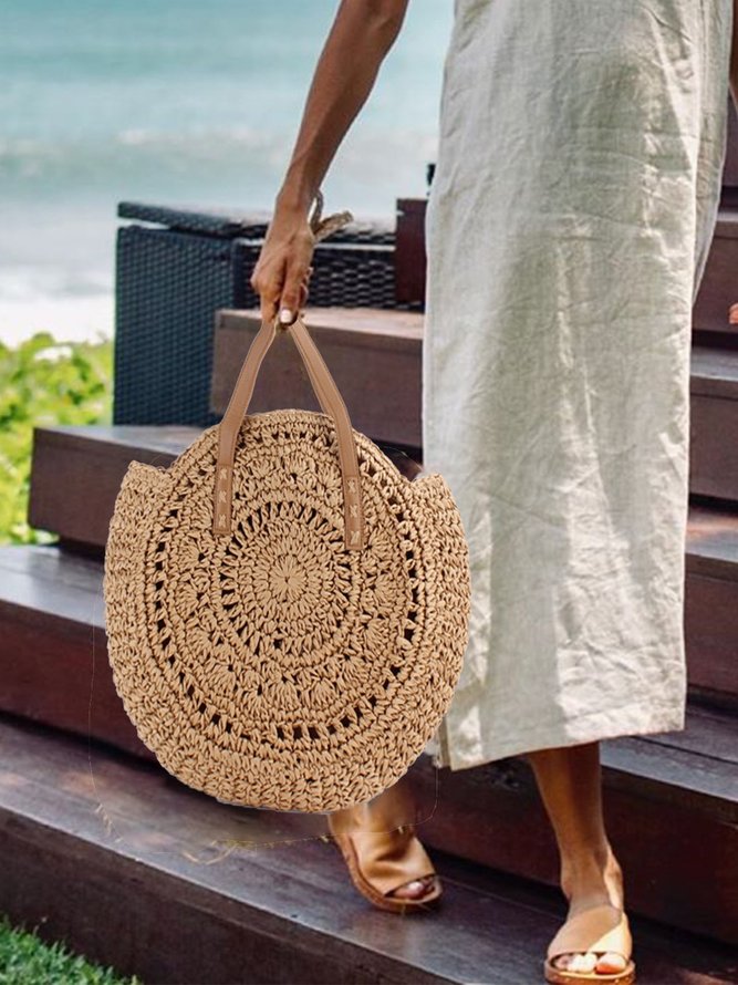 Women's Beach Bag Round Straw Crochet Shoulder Summer Bag | Accessories ...