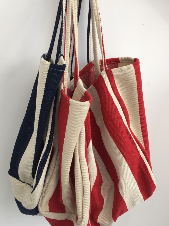 Canvas Striped Shoulder Bag | noracora