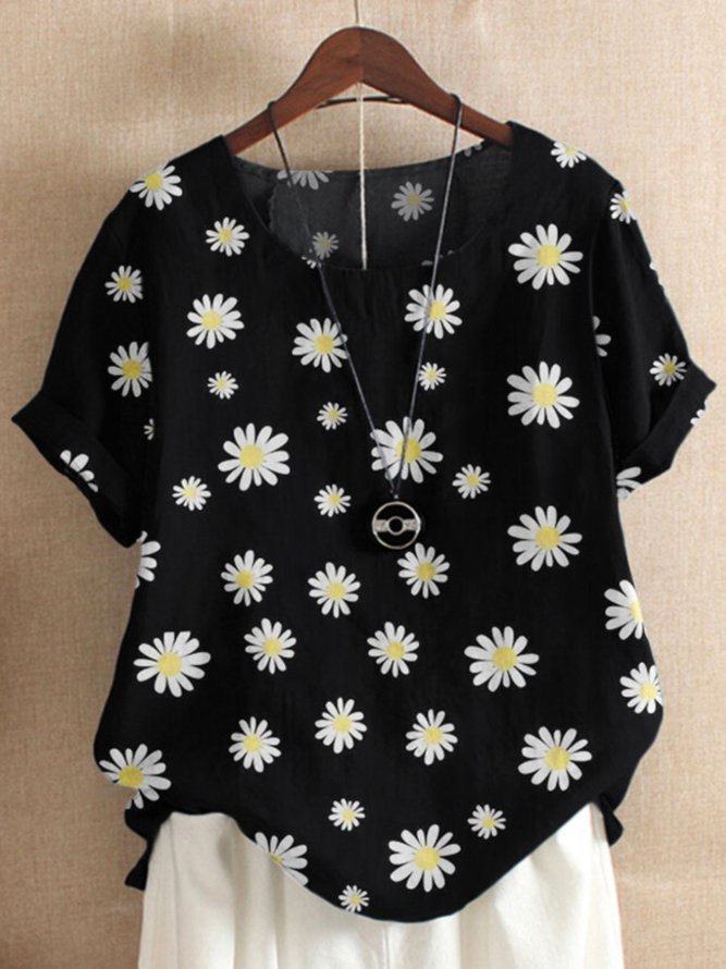 Casual Short Sleeve Round Neck Plus Size Tops