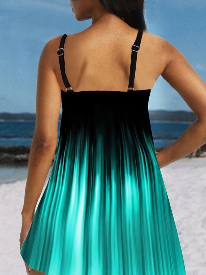 V Neck Open Back Printed Swimdress and Panty Swimsuit Top Swimsuit ...