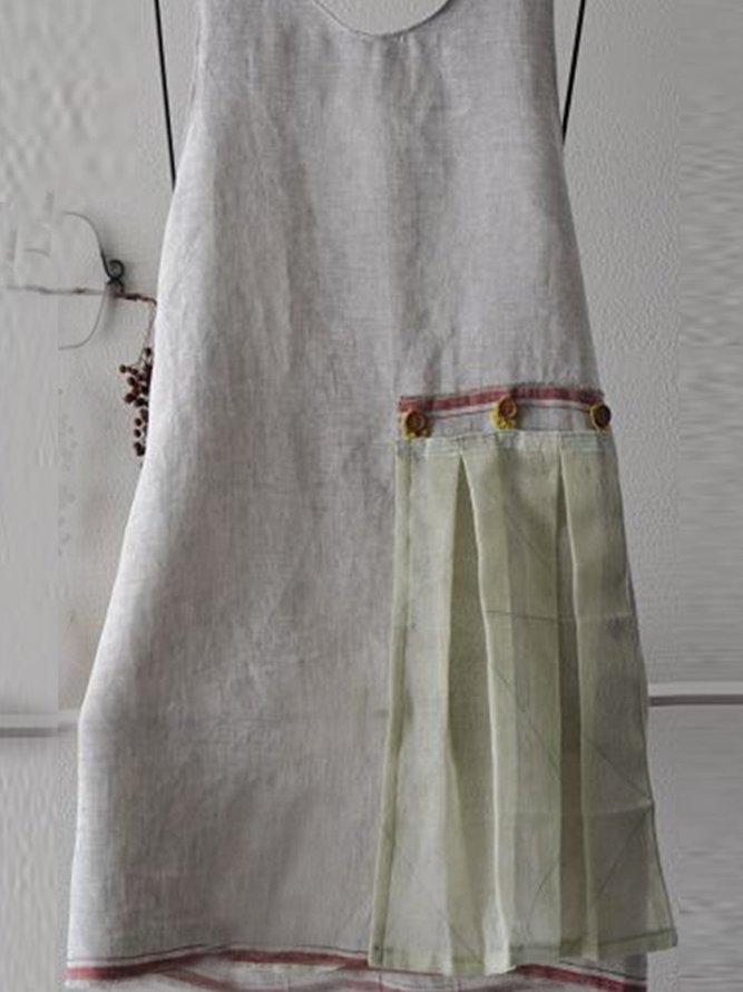Plus Size Casual Sleeveless Plain Weaving Dress