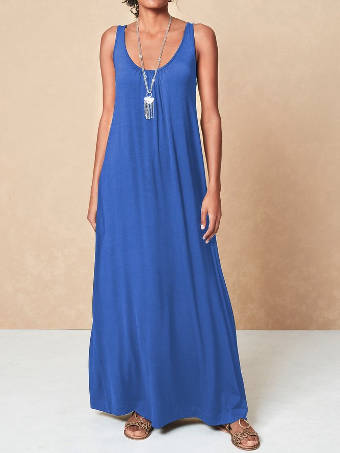Solid Sleeveless Maxi Dress Women Summer Dresses | noracora