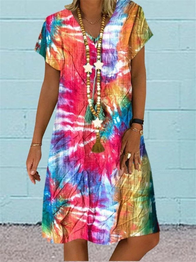 Holiday Dye Short Sleeve Printed Dresses | Clothing | Vintage Short ...