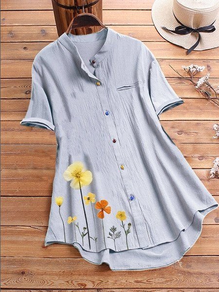 Vintage Floral Short Sleeve Shirts & Tops | noracora