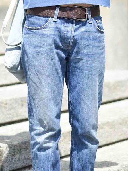 Blue Denim Plain Casual Jeans