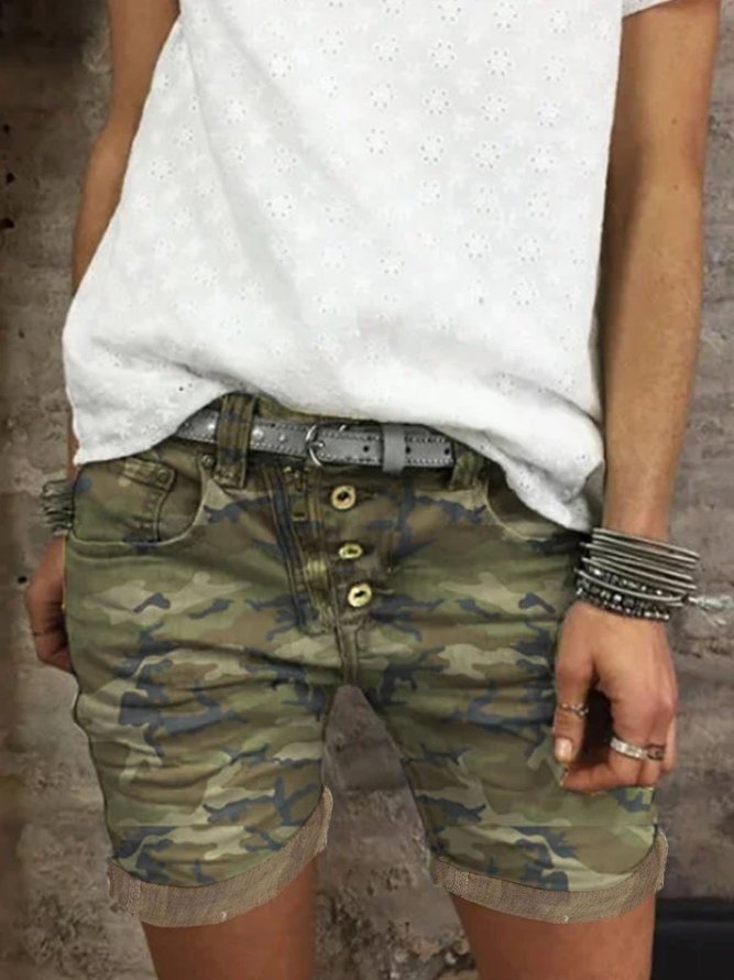 Button Down Zipper e Shorts Denim shorts noracora