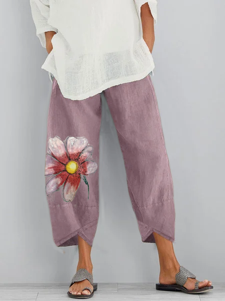 Casual Floral  Printed Pants